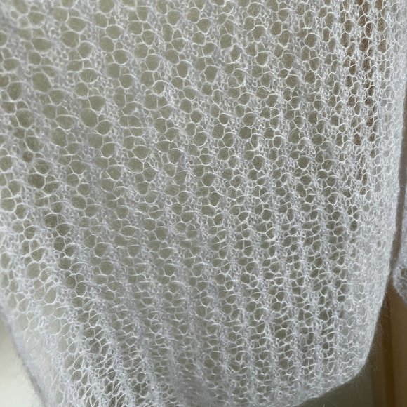 Hand Knitted Delicate Kid Mohair Silver - Blue Scarf/ Shawl. - Picture 2 of 5